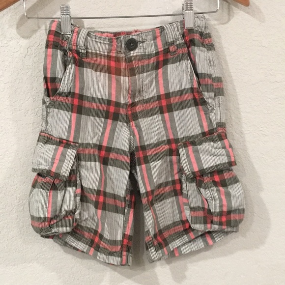Route 66 Boys Sz 8 Shorts Multicolored Plaid Cargo Adjustable‎ Waist 100% Cotton - Picture 1 of 8